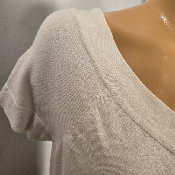 Thalia Sodi Cream Knit V Neck Short Sleeve Cropped Sweater Top Women X Large - Picture 2 of 7
